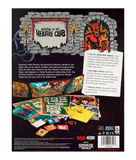 Back cover of a 'Stranger Things' game box with character cards and game components.