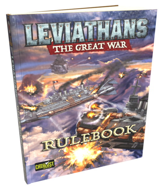 Leviathans: The Great War rulebook with naval battle illustration on cover