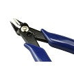 Pair of blue diagonal cutting pliers on a white background