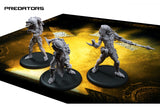 Three Predator figurines on a decorative base with 'Predators' branding.