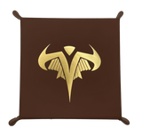 Brown mat with gold emblem on a white background