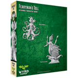 Ferryman's Toll game box with Wyrd Games branding and fantasy figurines on a green background