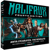 Malifaux Fourth Edition box with character illustrations on a black and teal background
