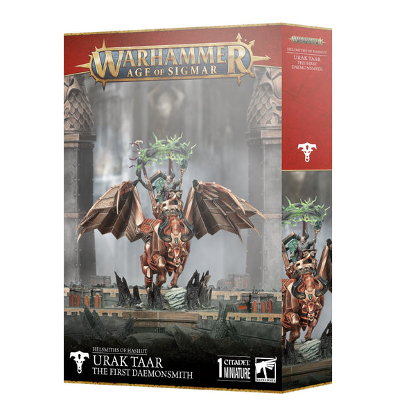 Warhammer Age of Sigmar game box featuring Urak Taar the First Daemonsmith