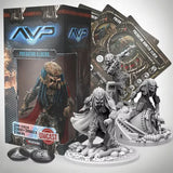 Predator Elders figure set with packaging and cards on a light gray background